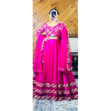Dhaka & Net Combination Lehenga Choli Set