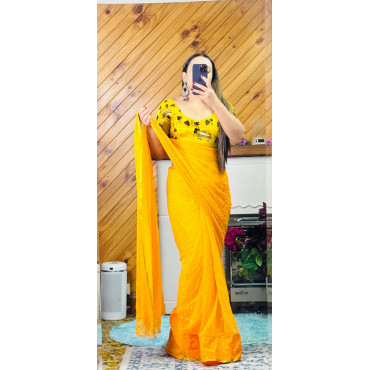 Chiffon Saree With Printed Blouse 